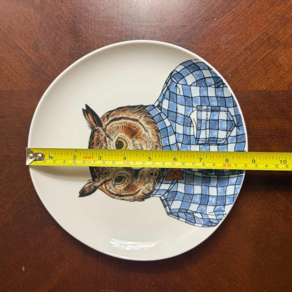 West Elm Rachel Kozlowski Dapper Animal Owl Dessert Plate‎